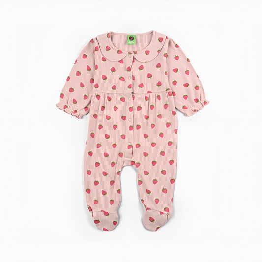The White Hike Cozy Pink Strawberry Romper - The White Hike