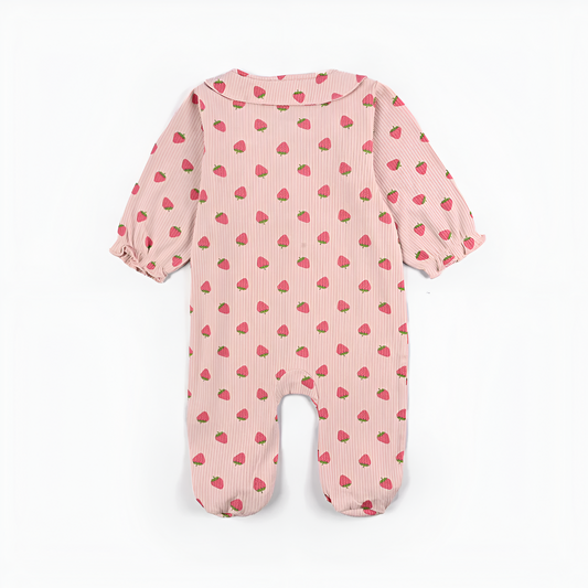 The White Hike Cozy Pink Strawberry Romper - The White Hike